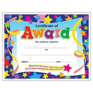 CERTIFICATE OF AWARD COLORFUL CLASSICS CERTIFICATES