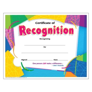 CERTIFICATE OF RECOGNITION COLORFUL CLASSICS CERTIFICATES