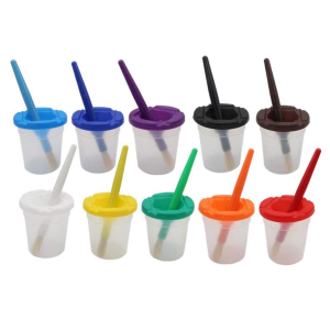 BOTES PARA PINTURA. 10 BOTES CON PINCELES