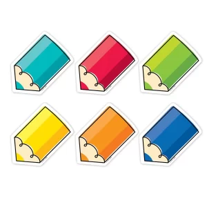 COLORFUL DOODLE PENCILS CORE DECOR 3 INCH DESIGNER CUT OUTS