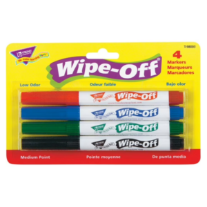 4 PACK STANDARD COLORS WIPE OFF MARKERS