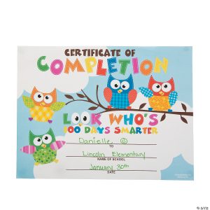 100TH DAY OWL CERIFICATE