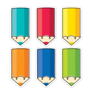 COLORFUL DOODLE PENCILS CORE DECOR 6 INCH DESIGNER CUT OUTS