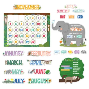 JUNGLE FRIENDS CALENDAR SET BULLETIN BOARD