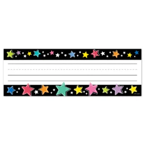 COLORFUL STARS ON BLCK STAR BRIGHT NAME PLATES