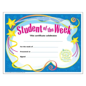 STUDENT OF THE WEEK COLORFUL CLASSICS CERTIFICATES
